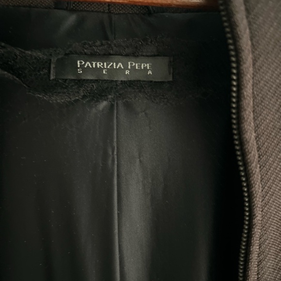 Dark Chocolate Brown Patrizia Pepe Italian wool stretch zip-up blazer - Picture 2 of 4